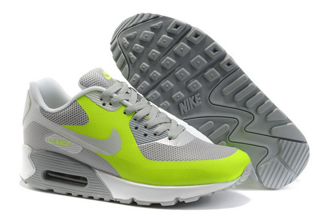 Mens Nike Air Max 90 Hyperfuse Grey Green Shoes - Click Image to Close